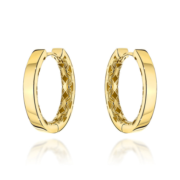 Cercei Creole Aur 14K Rotunzi cu Detalii Ajourate - Eleganță Clasic