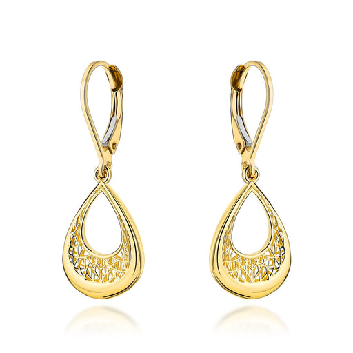 Cercei Aur 14K Lacrimă cu Design Ajourat - Eleganță Rafinată