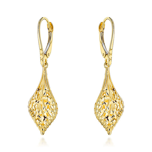 Cercei Aur 14K Listi cu Detalii Delicate