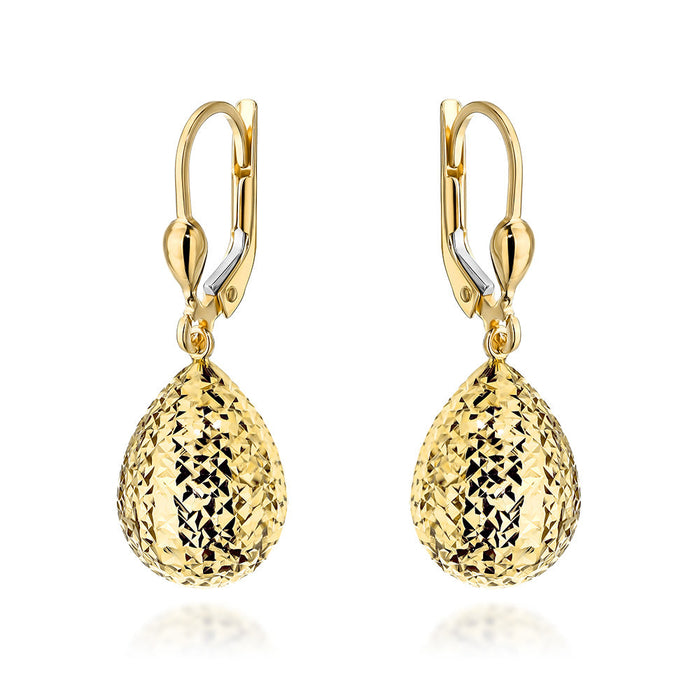 Cercei Aur 14K Picături Diamantate