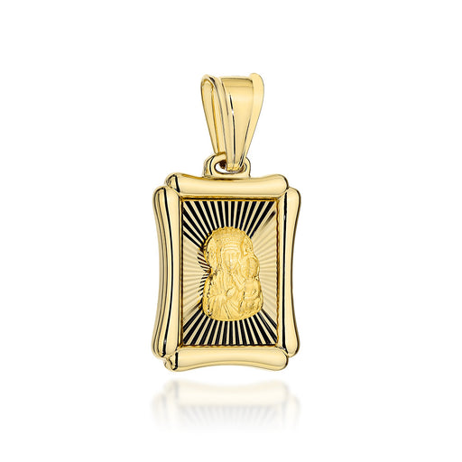 Medalion Aur 14K Maica Domnului Częstochowska în Cadru Rectangular