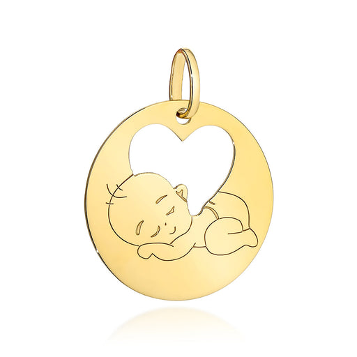Pandantiv Aur 14K Cerc cu Inimă și Copil - Cadou Special