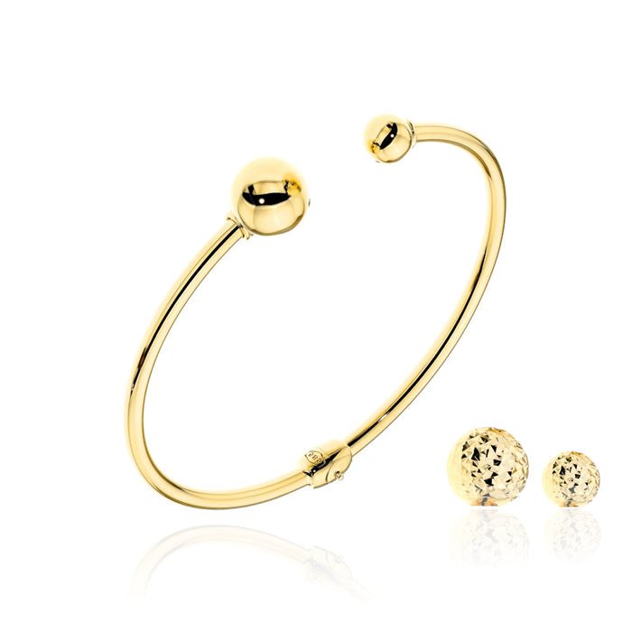 Brățară Fixă Aur 14K cu Bile Intercambiabile - Set Complet