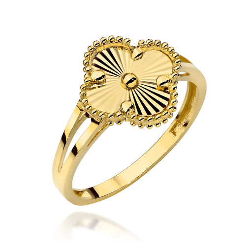 Inel Aur 14K cu Trifoi Diamantat și Design Rafinat