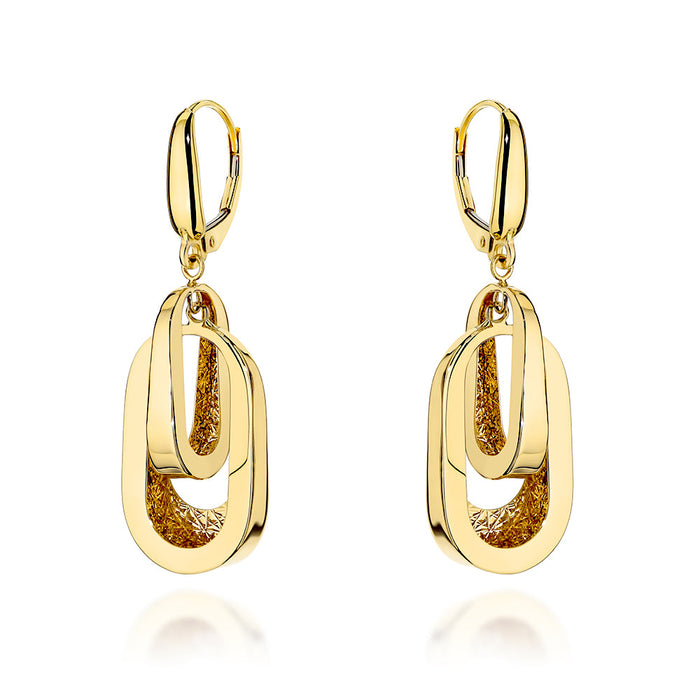 Cercei Aur 14K Ovali Dubli Ajourati - Eleganță Atemporală