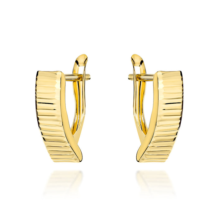 Cercei Aur 14K cu Barete Transversale Diamantate – Eleganță Atemporală