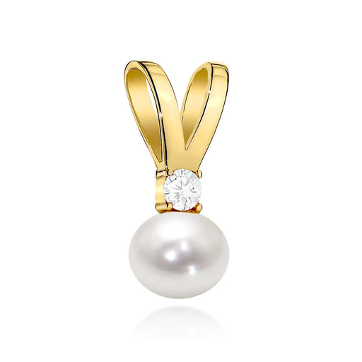 Pandantiv Aur 14K cu Perlă Naturală și Zirconiu - Eleganță Atemporală