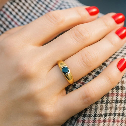 Inel Aur 8K Cu Piatră Neagră Mare