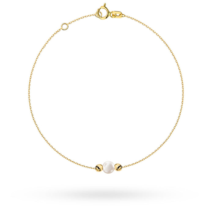Brățară Aur 14K cu Perlă Naturală și Biluțe Delicate
