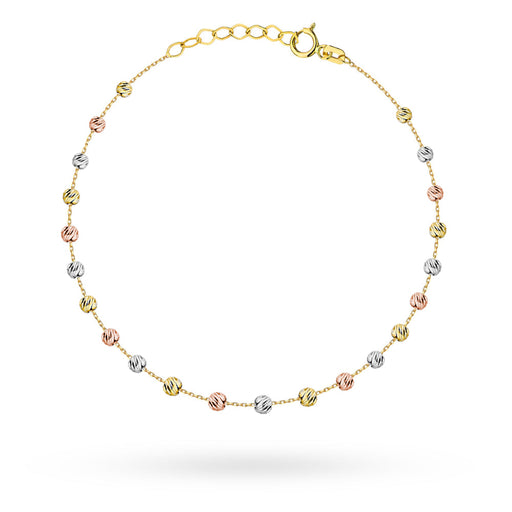 Bratara Aur 14K Tricolor Cu Biluțe Diamantate