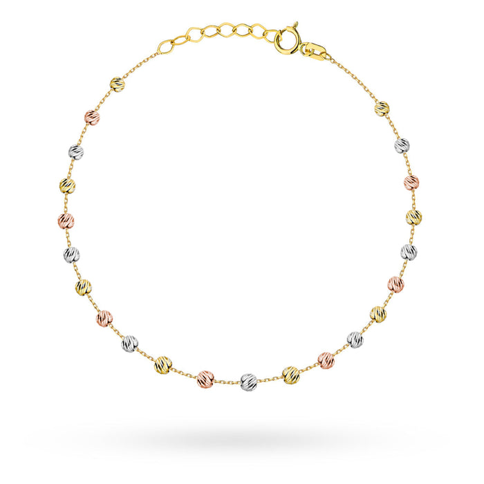 Bratara Aur 14K Tricolor Cu Biluțe Diamantate