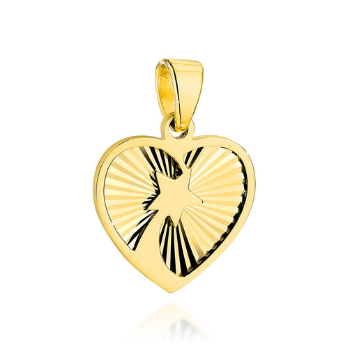 Pandantiv Aur 14K Inimă Diamantată cu Stea