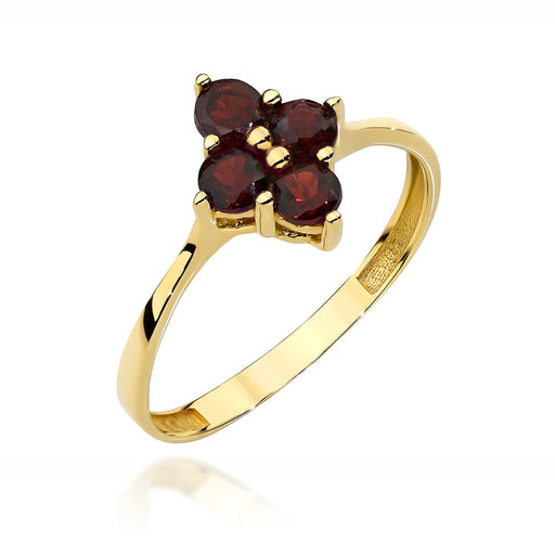 Inel Aur 14K Floare cu Granat Natural - Eleganță Florală