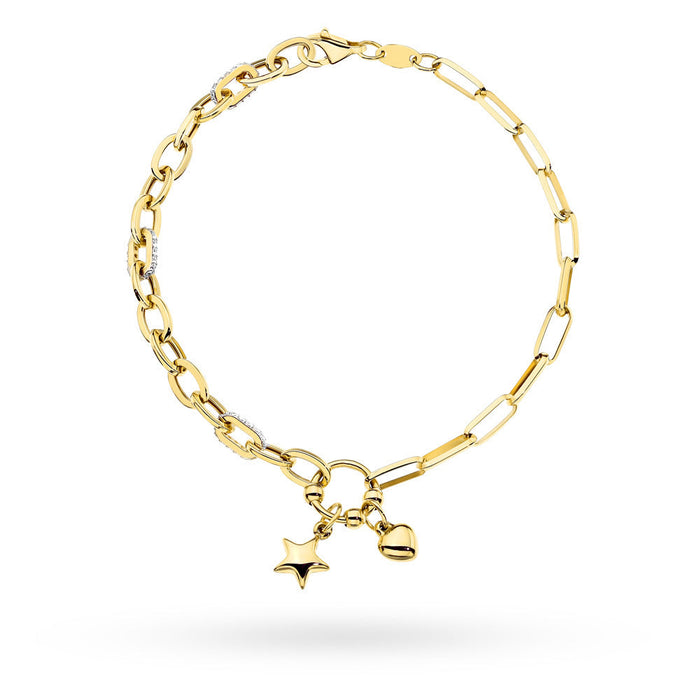 Brățară Aur 14K cu Zirconii, Stea și Inimă - Eleganță Românească
