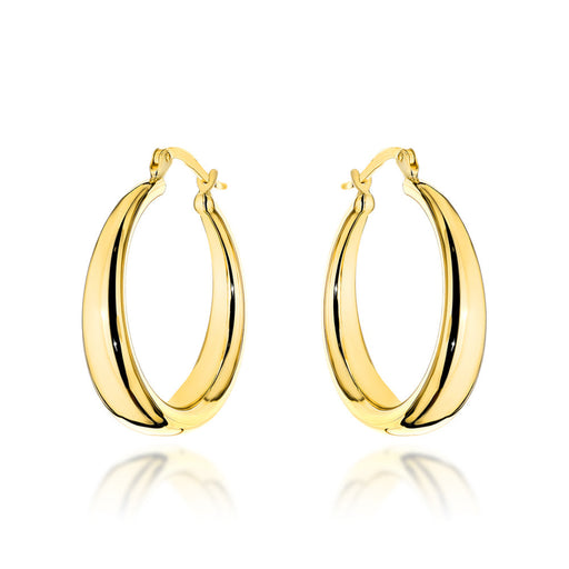 Cercei Aur 14K Rotunzi cu Bandă Lată și Sistem de Prindere Englezesc