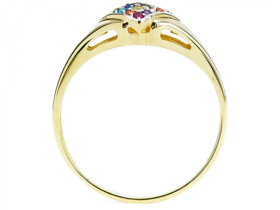 Inel Aur 8K cu Pietre Colorate Pătrate