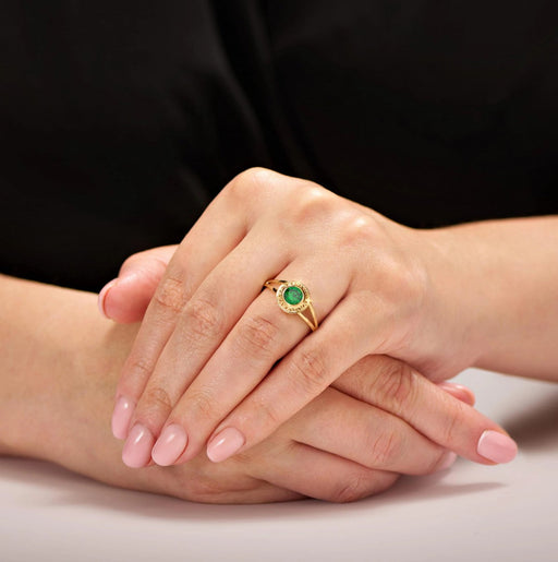 Inel Aur 8K Ajourat cu Zirconiu Verde - Eleganță Clasic