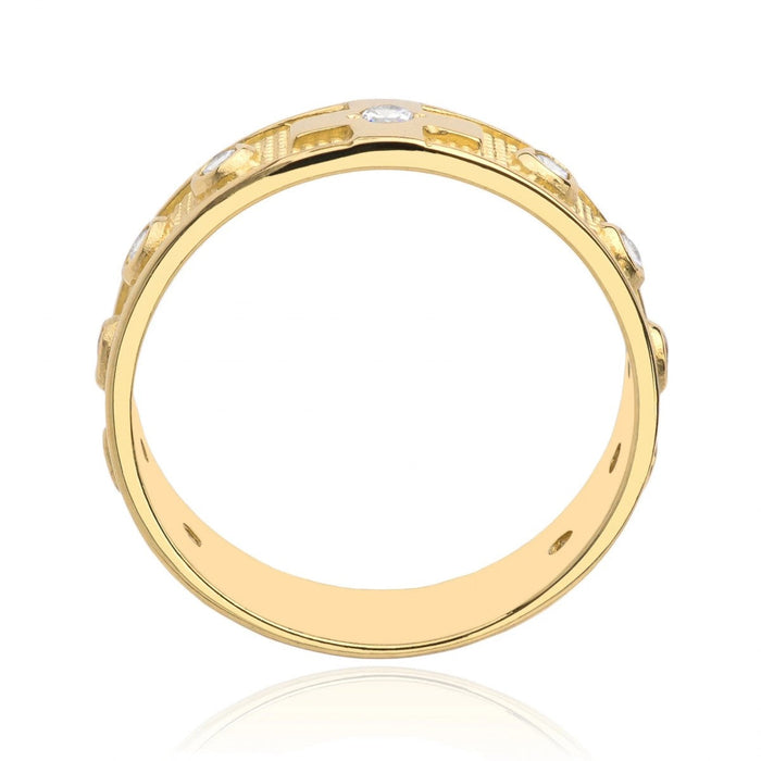 Inel Lat Aur 8K cu Zirconii - Eleganță Auriu Strălucitoare