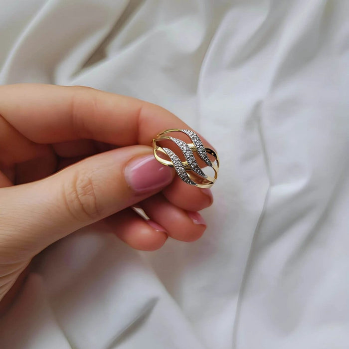 Inel Larg Aur 8K Cu Zirconii