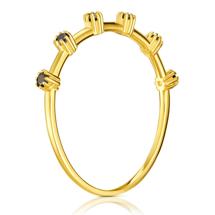 Inel Aur 8K cu Pietre Negre
