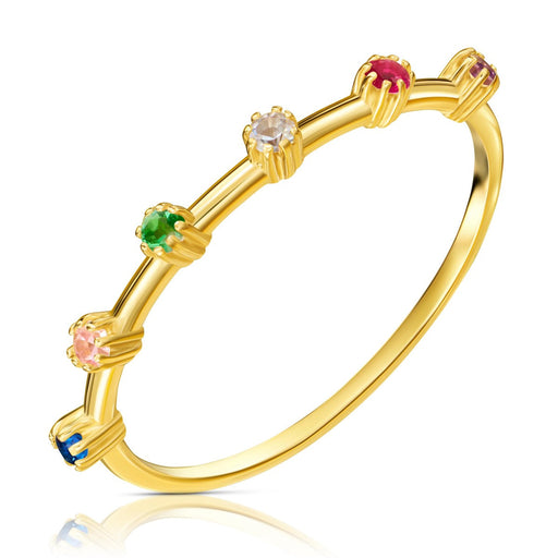 Inel Aur 8K cu Pietre Colorate - Eleganță Vibranta