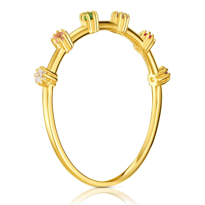 Inel Aur 8K cu Pietre Colorate - Eleganță Vibranta