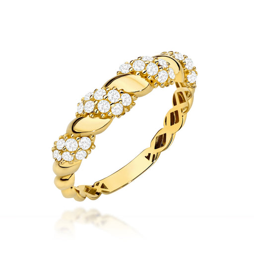Inel Aur 14K Împletit cu Zirconii
