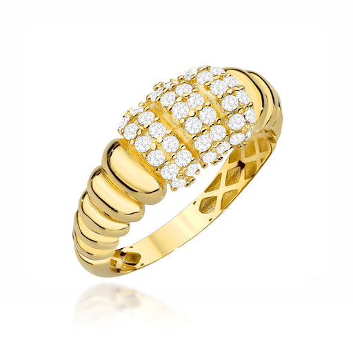 Inel Aur 14K cu Trei Rânduri de Zirconii