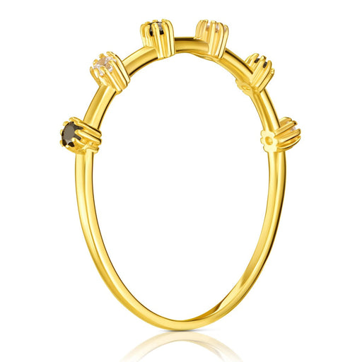 Inel Aur 8K Cu Zirconii Albe și Negre