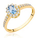 Inel Aur 8K Cu Piatra Albastră și Zirconiu