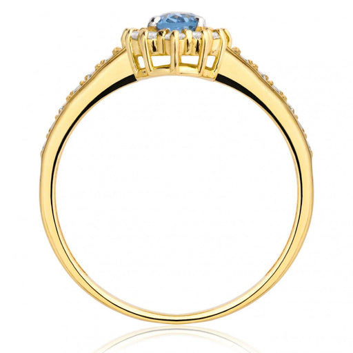 Inel Aur 8K Cu Piatra Albastră și Zirconiu