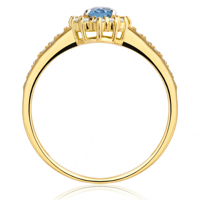 Inel Aur 8K Cu Piatra Albastră și Zirconiu