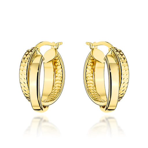 Cercei Aur 14K Dubli, Cercuri Netede și Diamantate