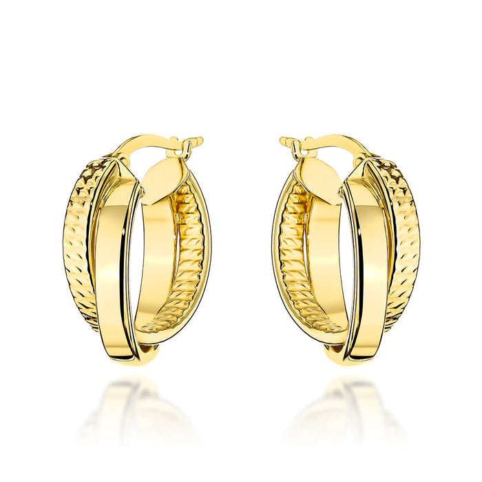 Cercei Aur 14K Dubli, Cercuri Netede și Diamantate