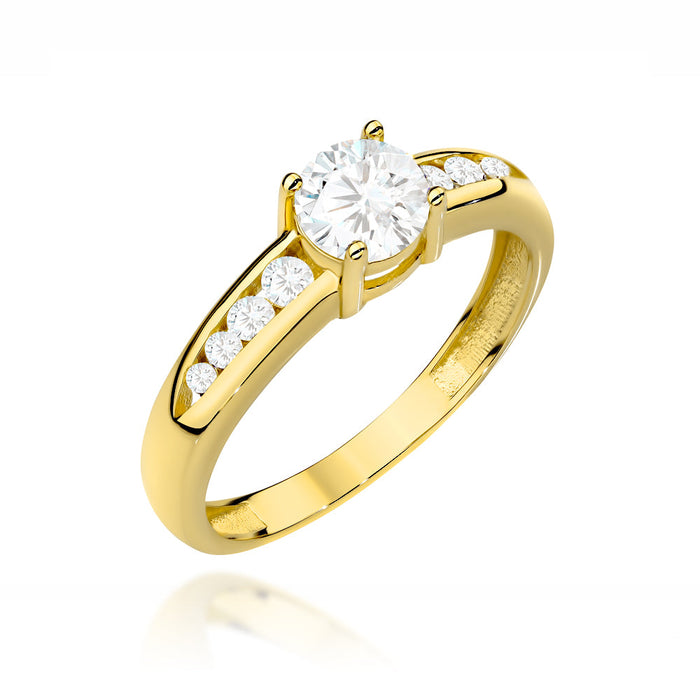 Inel Aur 14K cu Zirconiu Central și Zirconii Mici