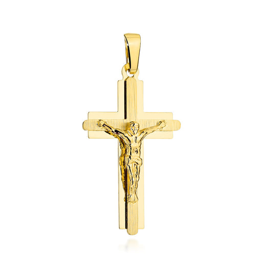Cruciuliță Aur 14K Cu Finisaj Satinat și Crist Crucificat