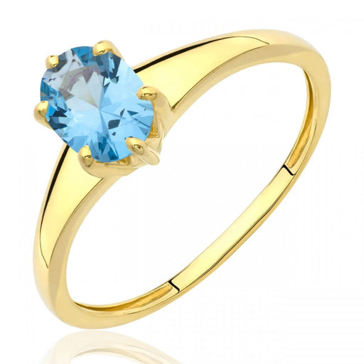 Inel Aur 8K Cu Piatră Albastră Ovală