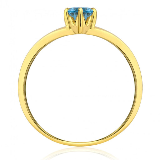 Inel Aur 8K Cu Piatră Albastră Ovală