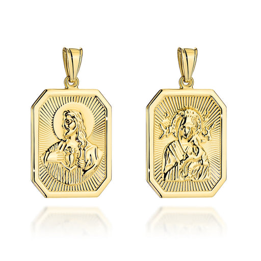 Medalion Aur 14K cu Iisus și Maica Domnului