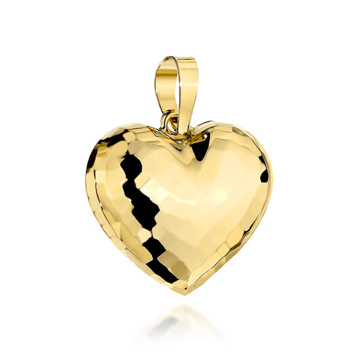 Pandantiv Aur 14K Inimă Convexa Diamantată