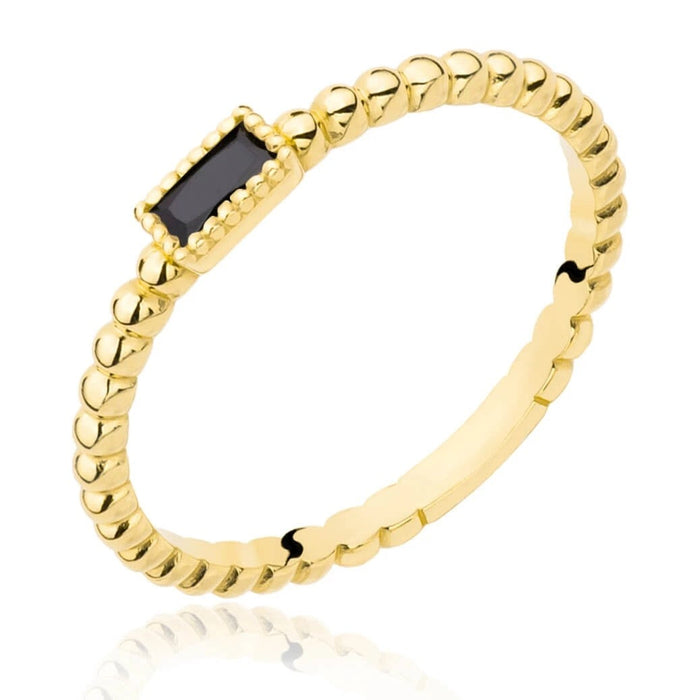 Inel Aur 8K Cu Bile și Zirconiu Negru