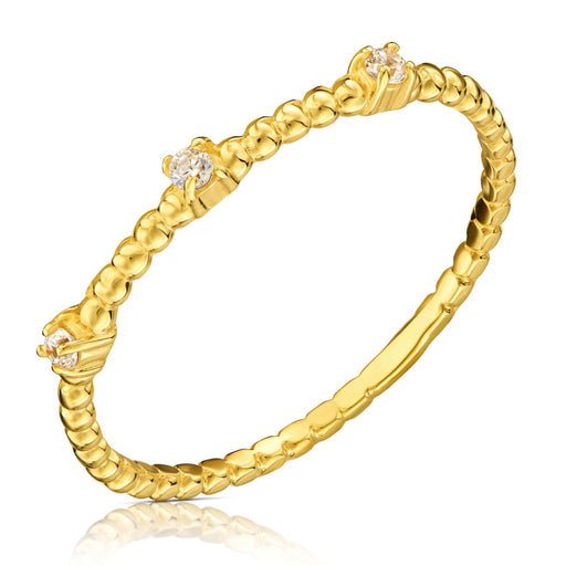 Inel Aur 8K Cu Bile și Pietre Albe