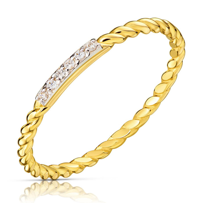 Inel Aur 8K cu Zirconii și Detalii Rotunjite