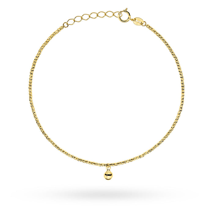 Brățară Aur 14K Cu Bile Diamantate și Bilă Suspendată