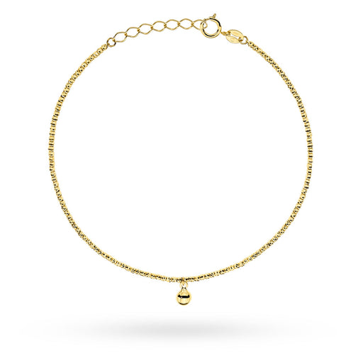 Brățară Aur 14K Cu Bile Diamantate și Bilă Suspendată
