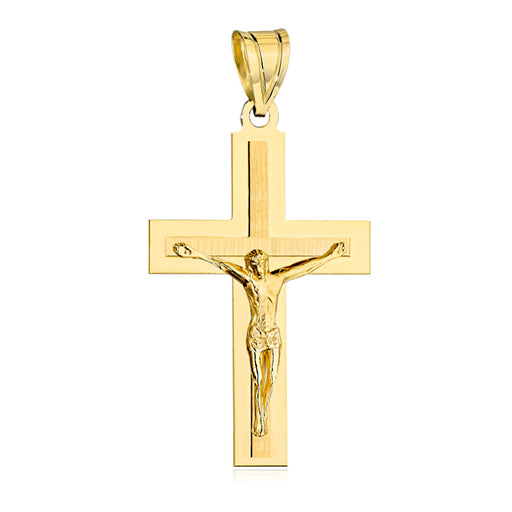 Cruciuliță Aur 14K cu Isus și Finisaj Satinat