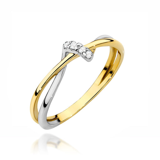 Inel Aur 14K Împletit cu Zirconii în Două Culori