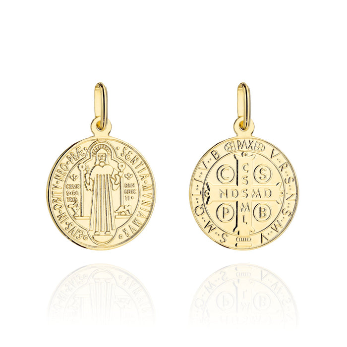 Medalion Aur 14K Sfântul Benedict - Eleganță Divină