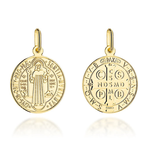 Medalion Aur 14K Sfântul Benedict, Mare