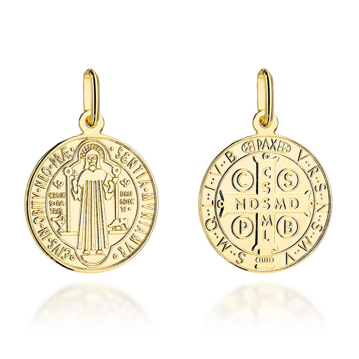 Medalion Aur 14K Sfântul Benedict, Mare